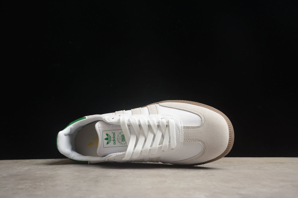 adidas Samba OG Low Top Sneakers Leather Suede Retro Gum Sole Casual Shoes Unisex White & Green