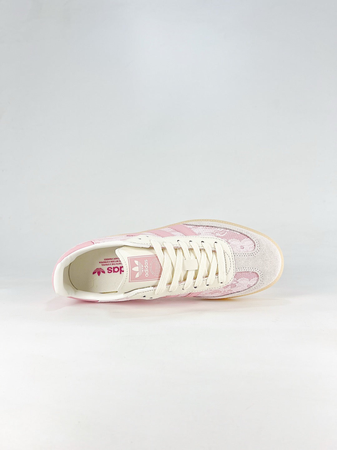 Adidas Samba Classic Leather Sneakers Vintage Streetwear Shoes Pink lace print upper