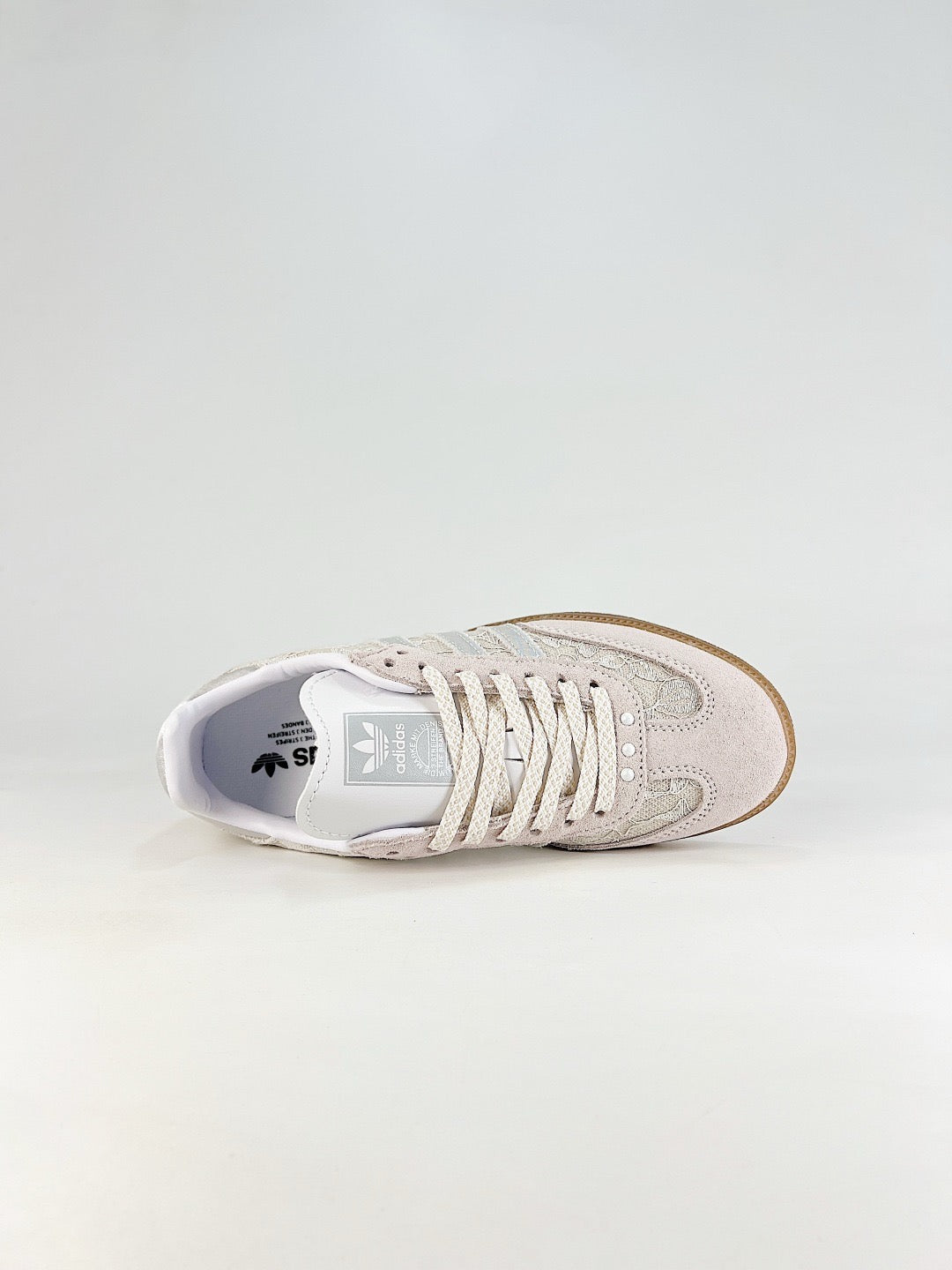 Adidas Samba Classic Leather Sneakers Vintage Streetwear Shoes Light pink lace upper with silver accents