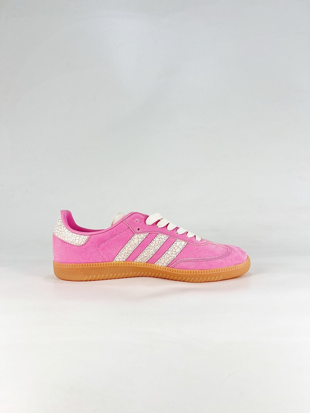 adidas Samba OG Bright Pink Crackle Stripes Sneakers, Unisex Retro Casual Shoes