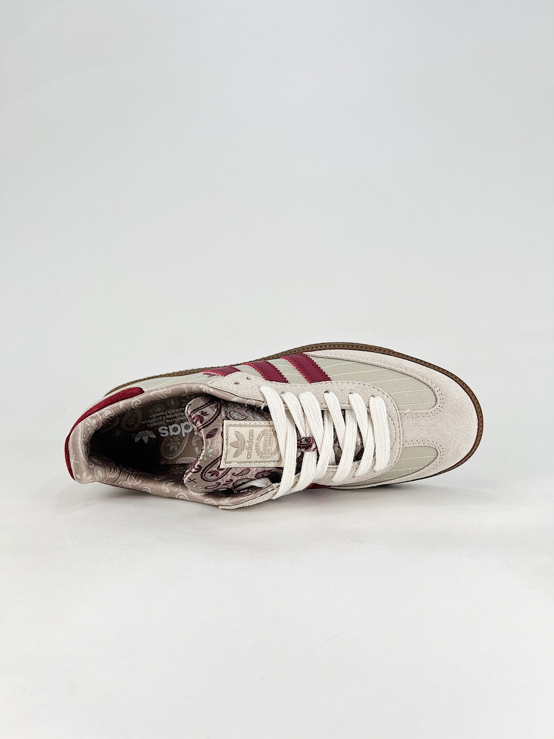 Adidas Samba Low Top Casual Sneakers Unisex Cream Off White + Burgundy Red