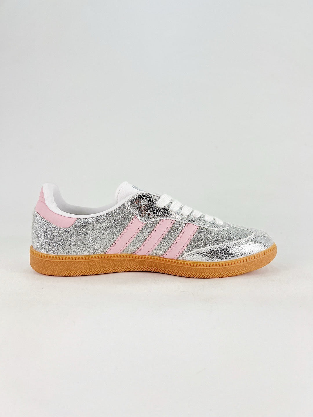 Adidas Samba Low Top Casual Sneakers Unisex Silver Glitter + Baby Pink