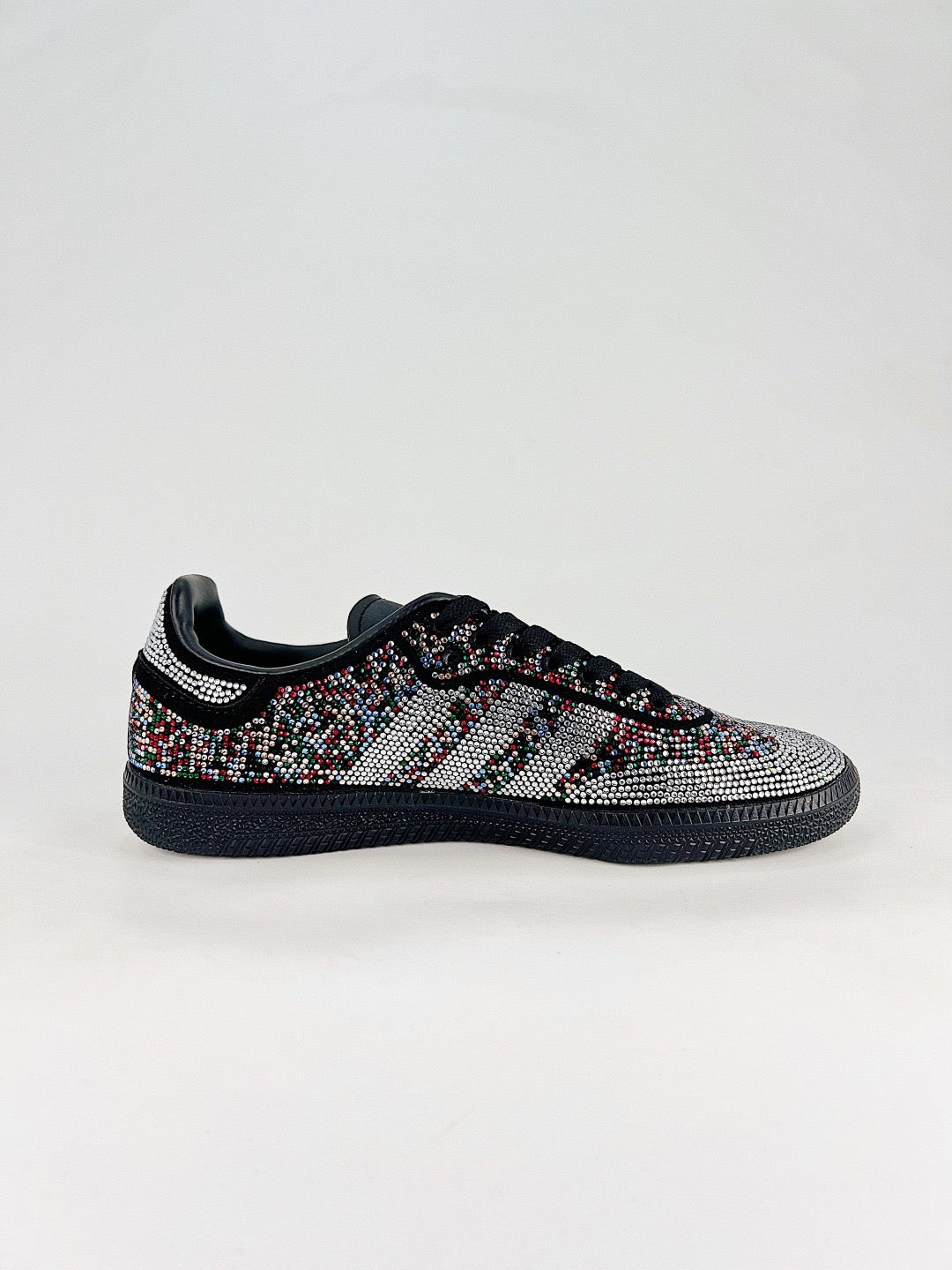 Adidas Samba Low Top Casual Sneakers Unisex Full Multicolor Rhinestone Bling + Black Sole