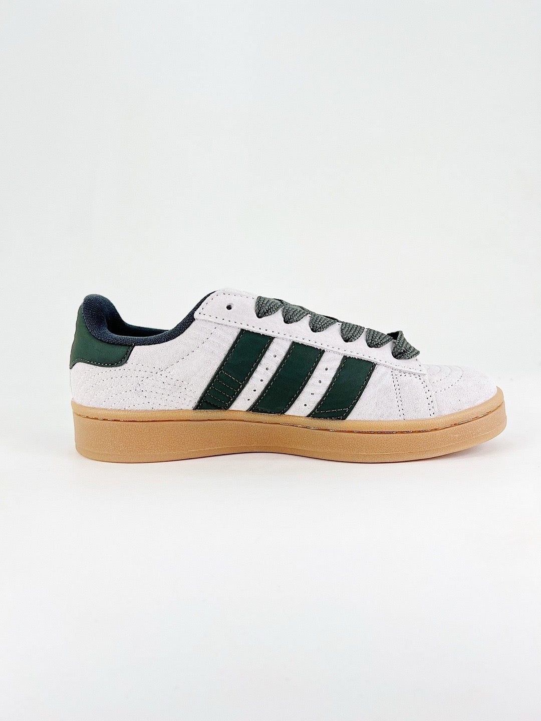 Adidas Campus 00s Unisex Sneakers Off White Suede Dark Green Stripes Gum Sole