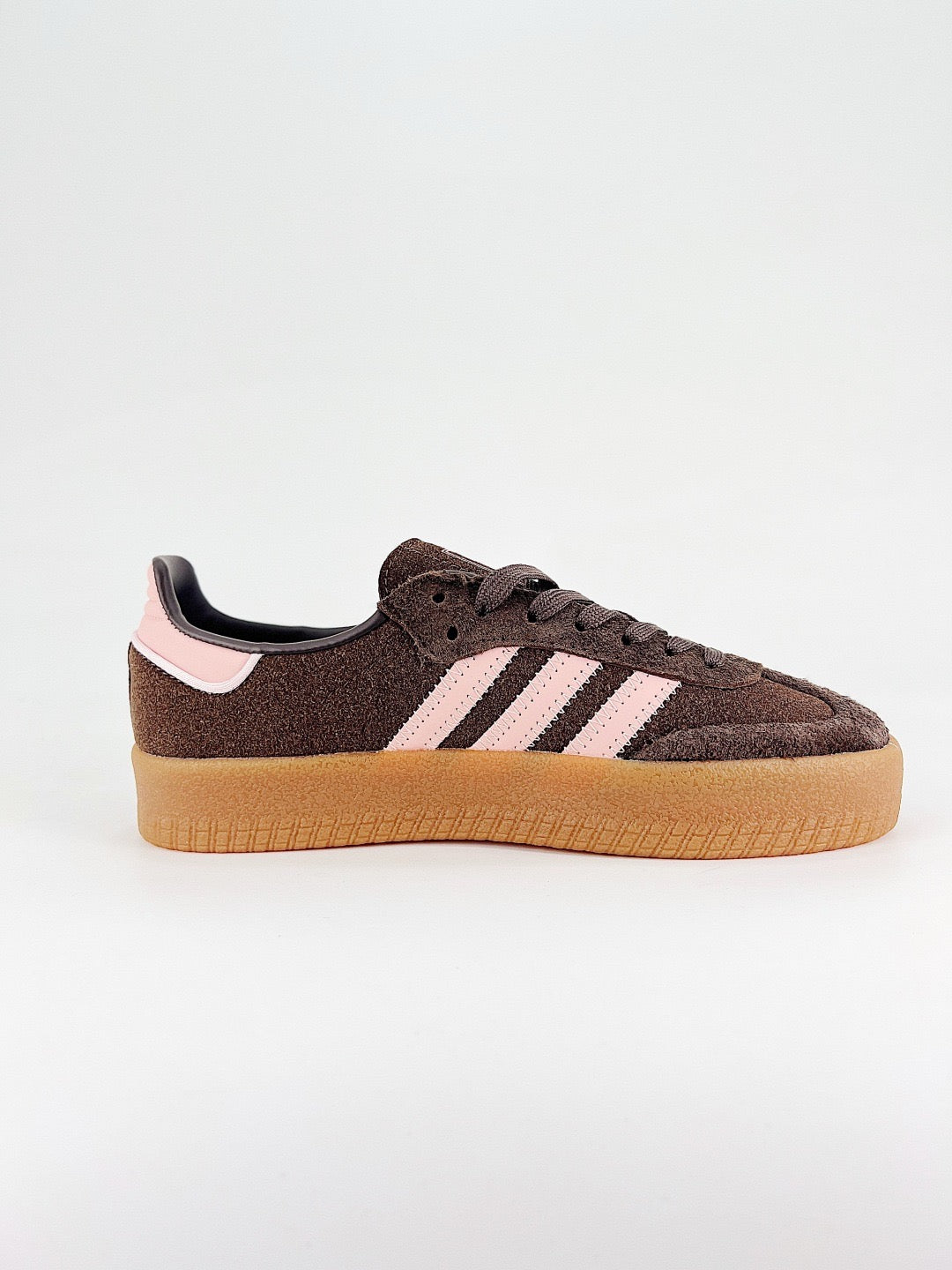 Adidas Samba Crepe Sneaker Dark Brown Pink Stripes Gum Sole Unisex