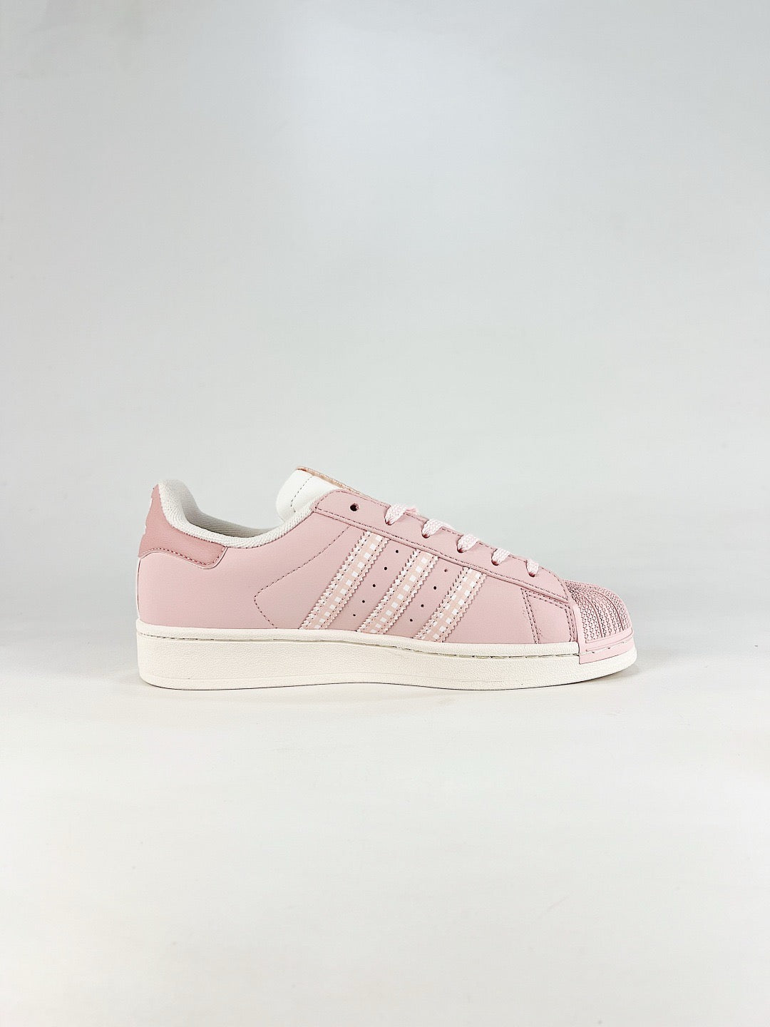 Adidas Superstar Sneaker Light Pink Plaid Stripes Shell Toe Unisex