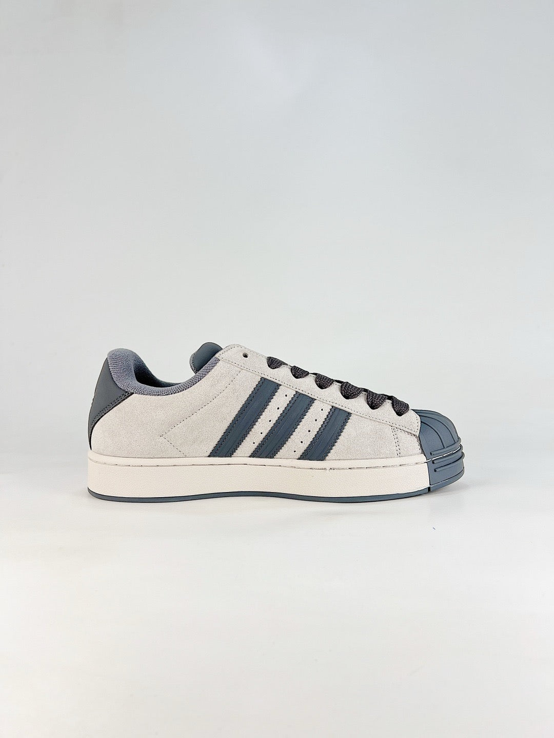 Adidas Superstar Off White Dark Grey Suede Sneakers Unisex