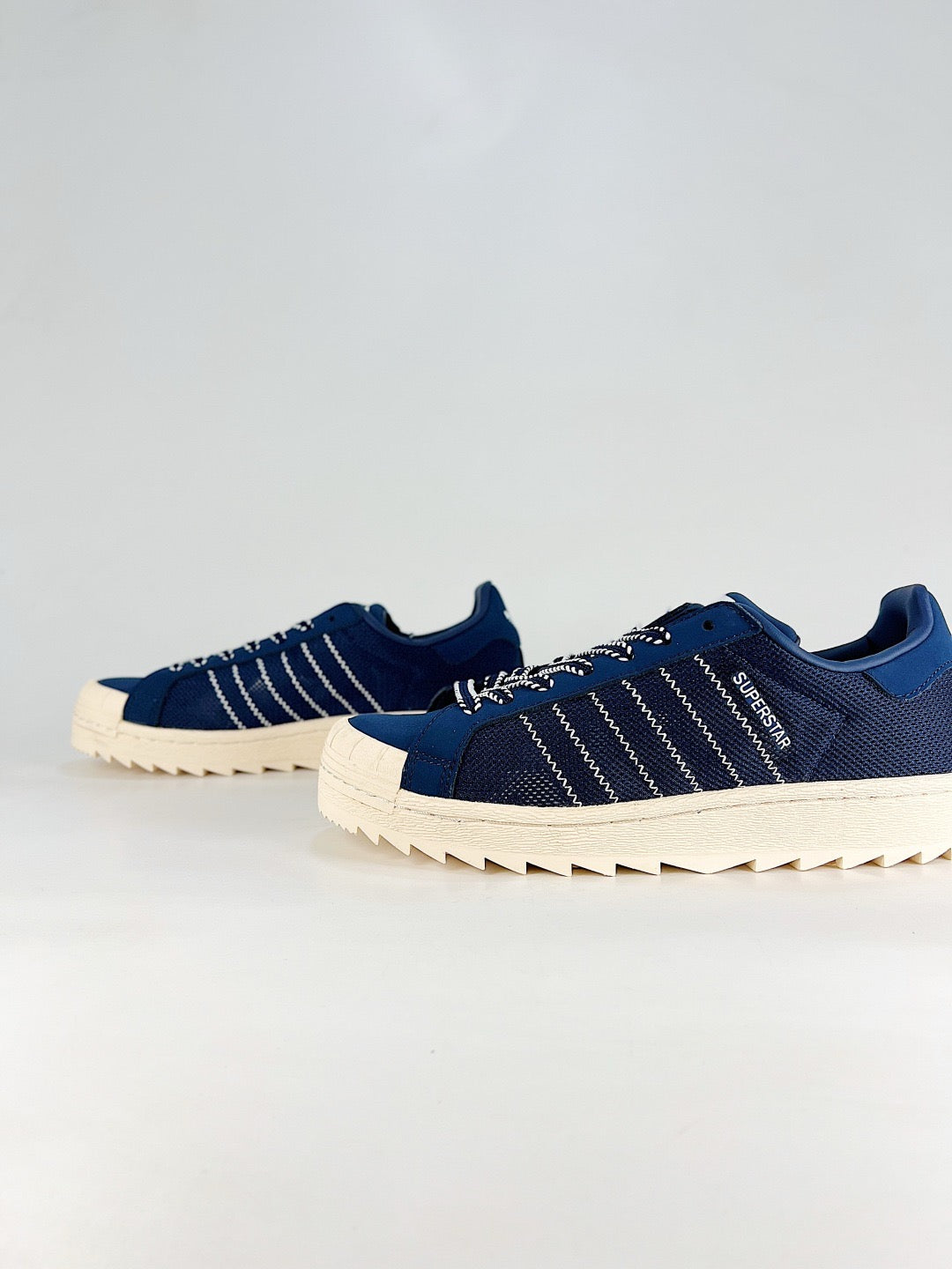 Adidas Superstar Navy Blue Mesh Serrated Sole Sneakers Unisex