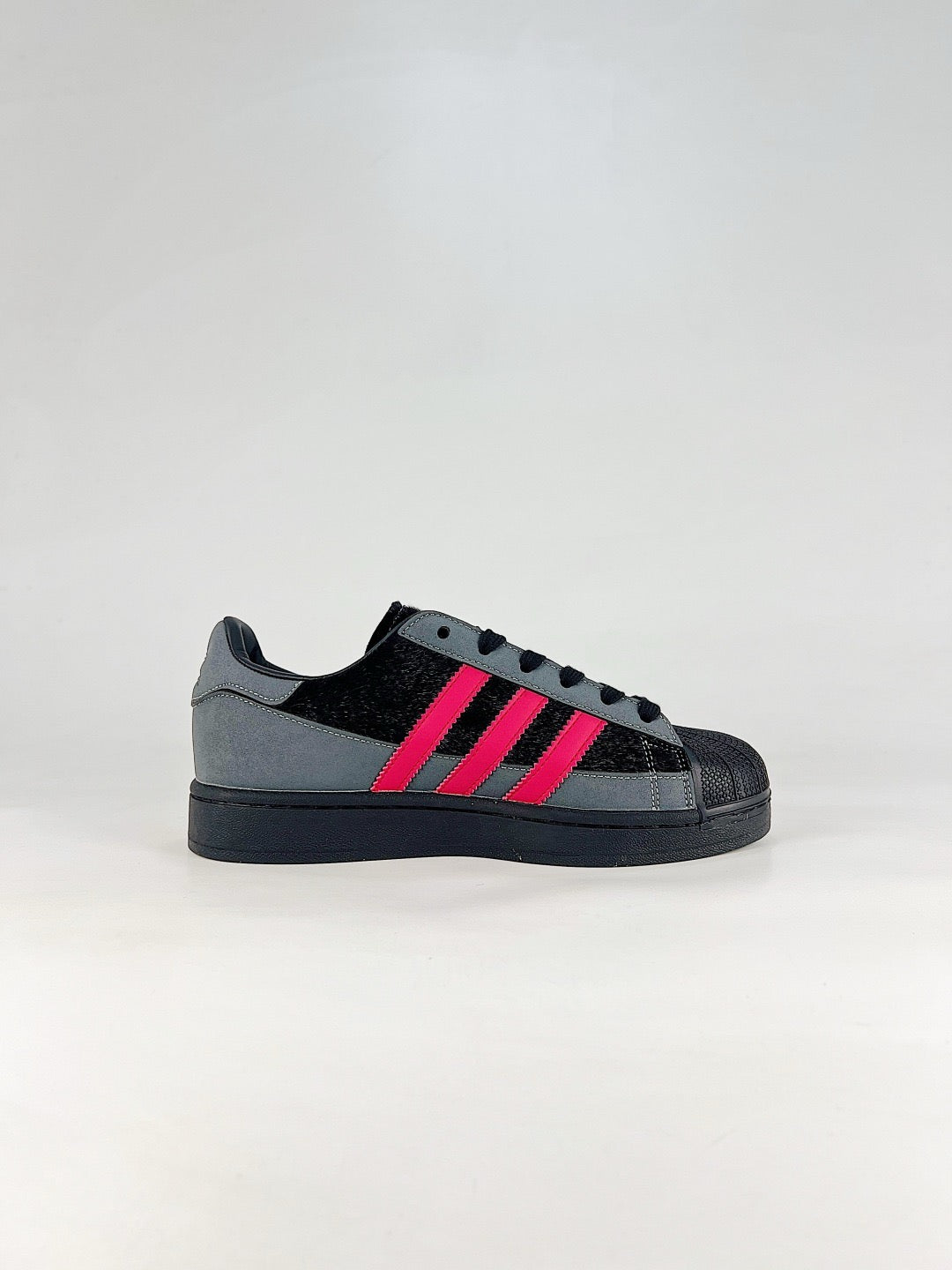 Adidas Superstar Grey Black Hot Pink Suede Sneakers Unisex