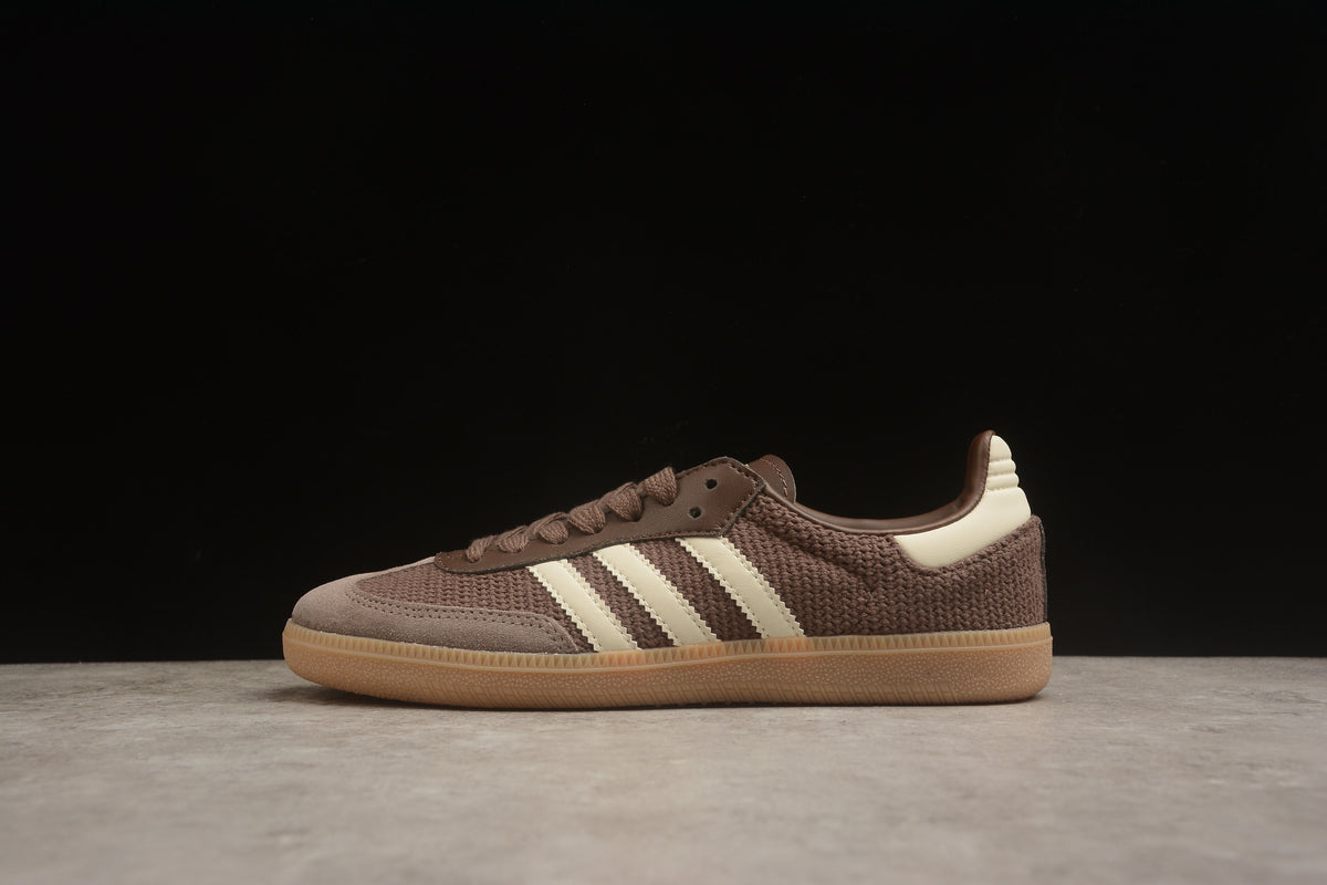 adidas Samba OG Unisex Retro Sneakers Brown Knit Mesh