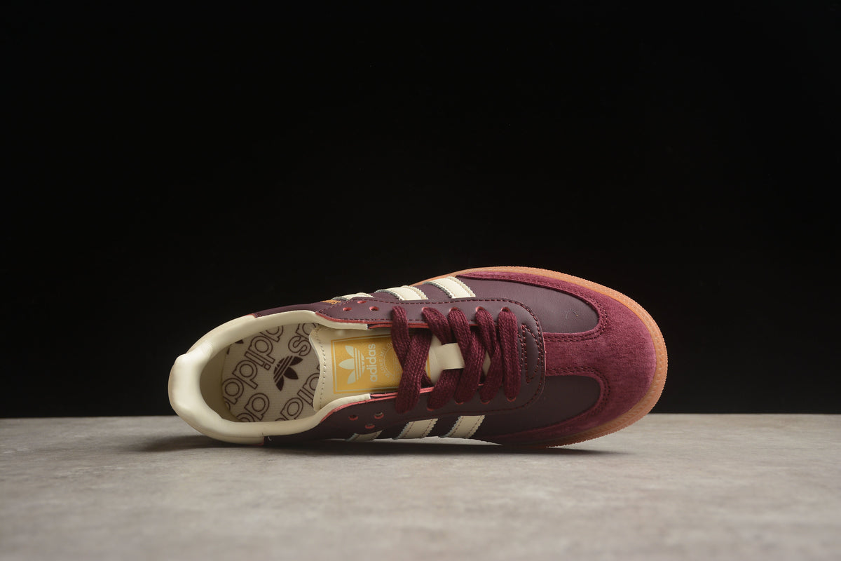 adidas Samba OG Low Top Sneakers Leather Suede Retro Gum Sole Casual Shoes Unisex Burgundy & Cream
