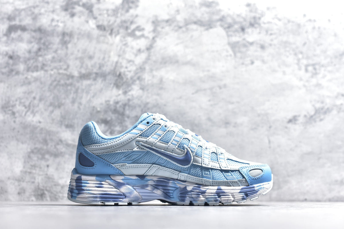 Nike P-6000 Sneakers Retro Metallic Silver Casual Running Shoes Unisex Light Blue Camo