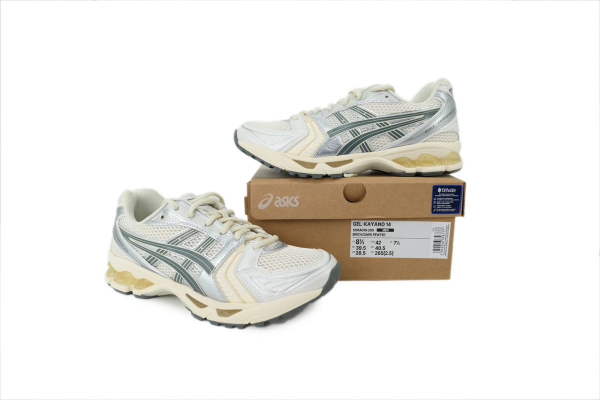 ASICS GEL-KAYANO 14 Unisex Retro Running Shoes Brich Dark Pewter Sliver