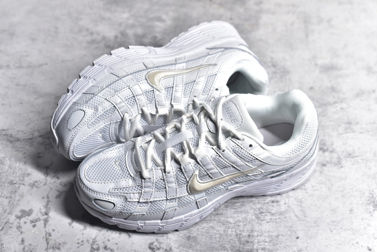 Nike P-6000 Sneakers Retro Metallic Silver Casual Running Shoes Unisex Triple White
