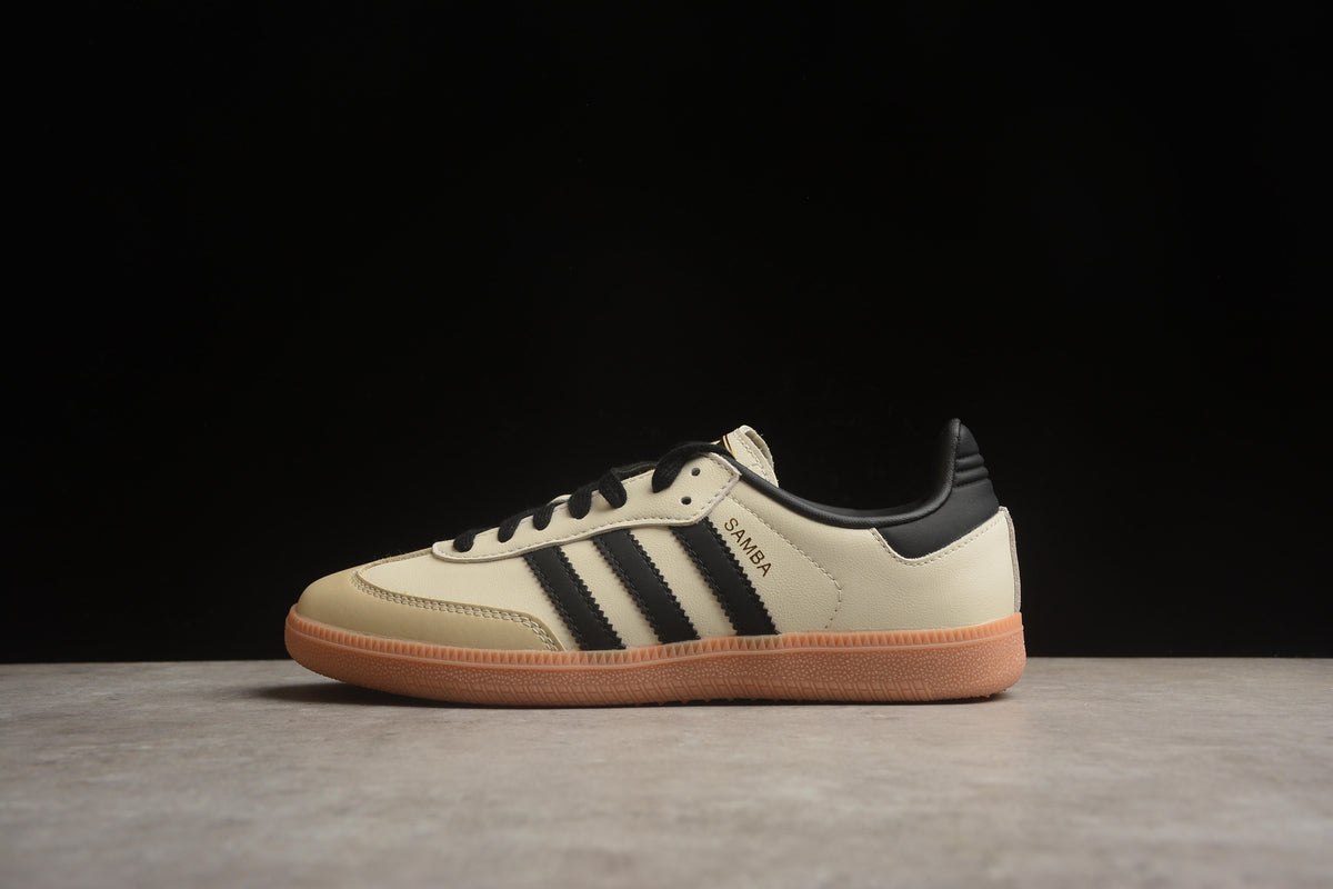 adidas Samba OG Unisex Retro Sneakers Cream White Leather Black Stripes