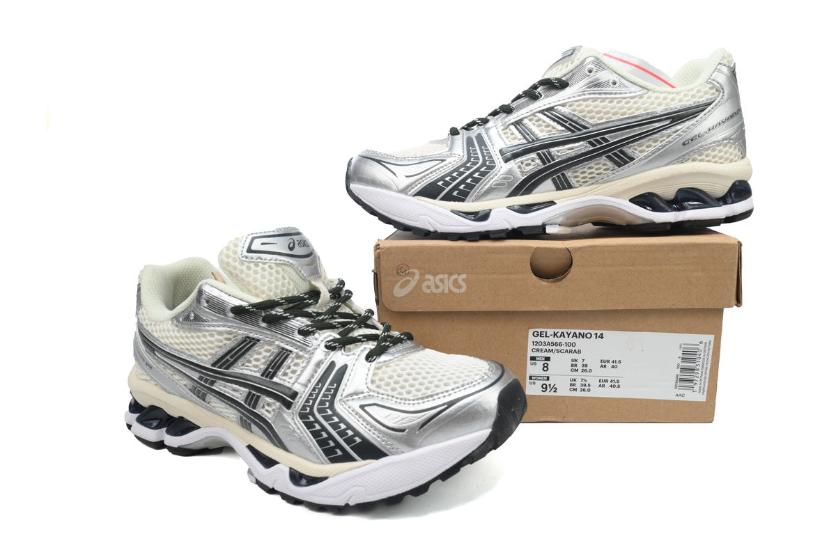 ASICS GEL-KAYANO 14 Unisex Retro Running Shoes Silver White Black