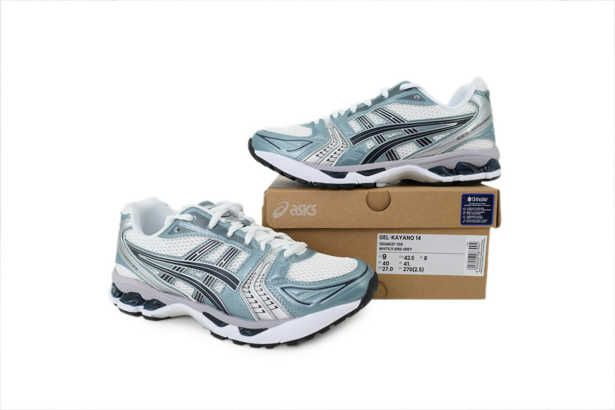 ASICS GEL-KAYANO 14 Unisex Retro Running Shoes White Light Blue Black