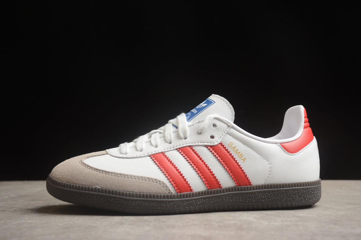 adidas  Samba OG Low Top Sneakers Leather Suede Retro Gum Sole Casual Shoes Unisex Cream White / Red