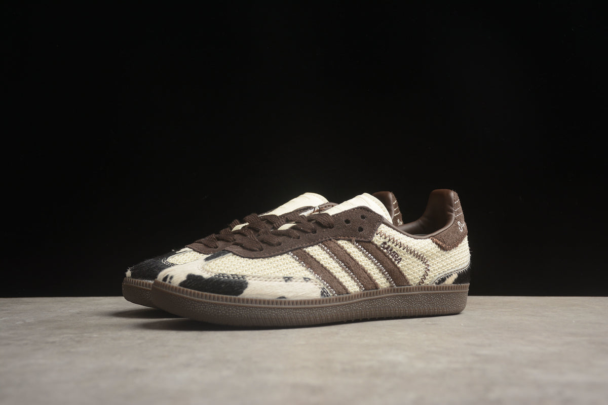 adidas Samba OG Unisex Retro Sneakers Leather & Suede Daily Casual Shoes Cow Print Mesh Brown