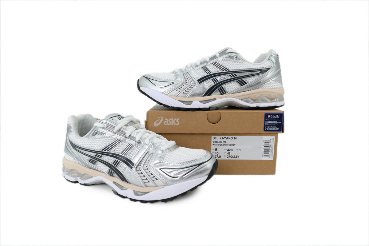 ASICS GEL-KAYANO 14 Unisex Retro Running Shoes White Oyster Grey Silver