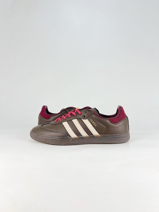 Adidas Samba Classic  Leather Sneakers Vintage Streetwear Shoes Dark brown and burgundy color block