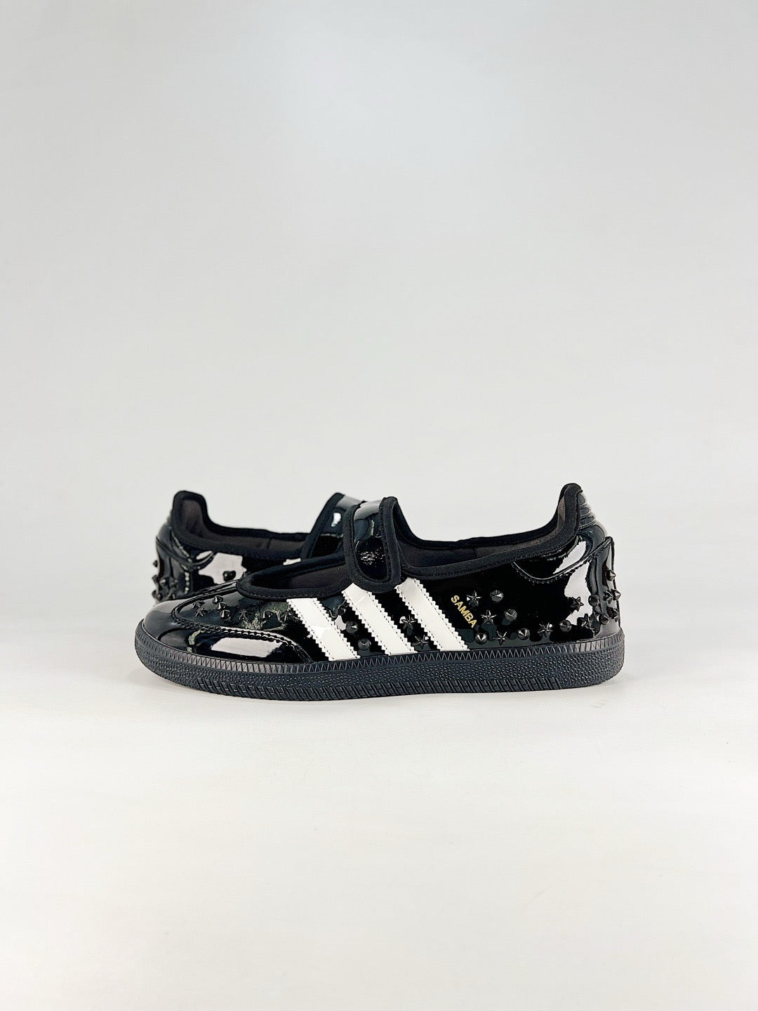 Adidas Samba Classic  Leather Sneakers Vintage Streetwear Shoes Gloss black studded velcro style