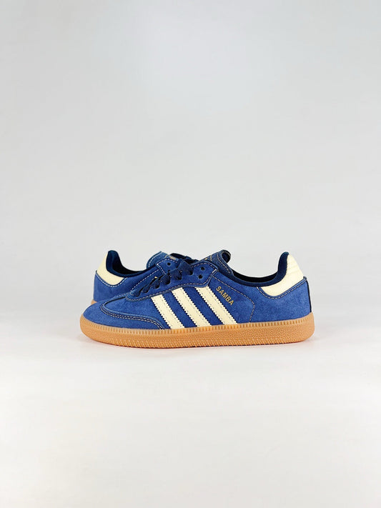 Adidas Samba Classic  Leather Sneakers Vintage Streetwear Shoes Royal blue suede with off-white stripes