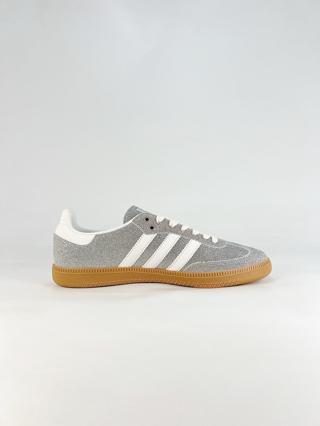 Adidas Samba Classic  Leather Sneakers Vintage Streetwear Shoes Silver Glitter upper with gum sole