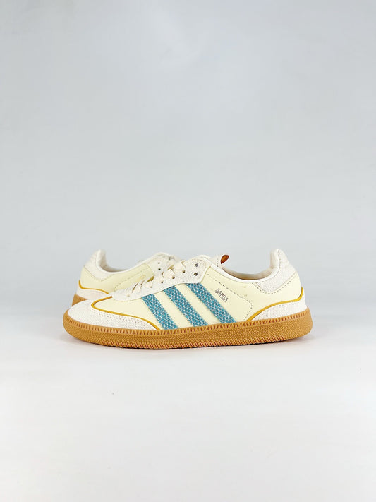 Adidas Samba Sneakers Men Women Cream White Woven Stripe Casual Shoes