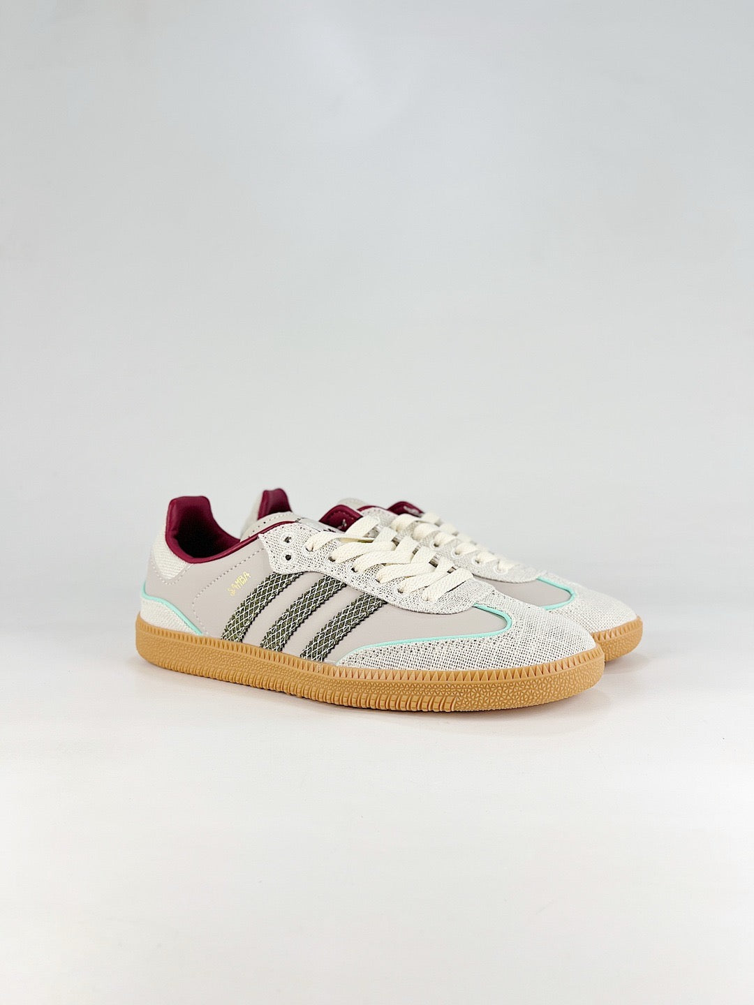 Adidas Samba Light Grey Burgundy Lining Sneakers Vintage Low Top Trainers Unisex