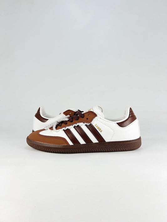 Adidas Samba White Brown Pearl Lace Sneakers Vintage Low Top Trainers Unisex