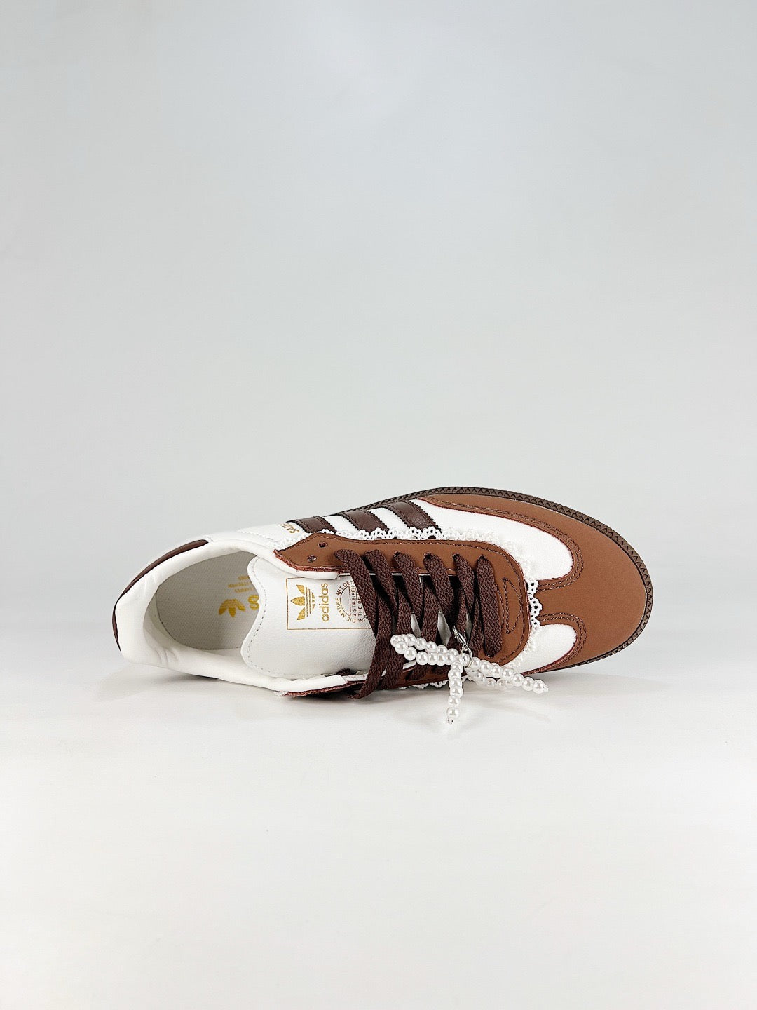 Adidas Samba White Brown Pearl Lace Sneakers Vintage Low Top Trainers Unisex