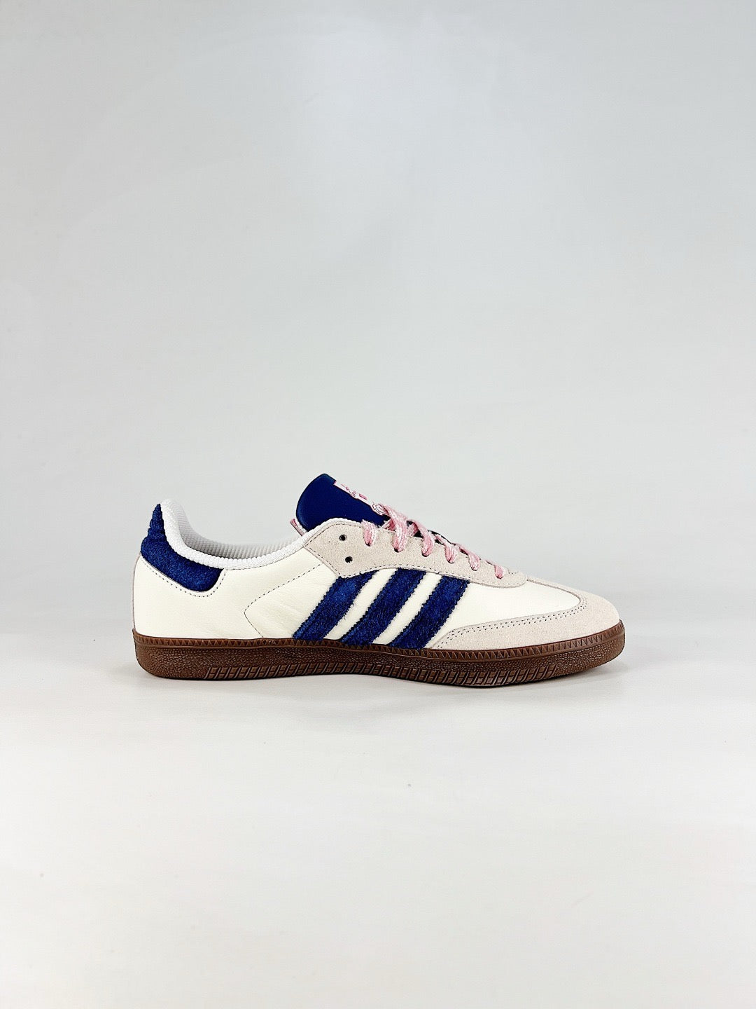 adidas Samba OG Smile Face Sneakers, Off White Navy Blue Unisex Casual Shoes