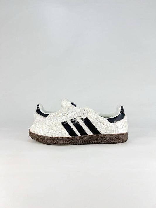 adidas Samba OG White Frayed Fabric Sneakers, Unisex Retro Casual Shoes