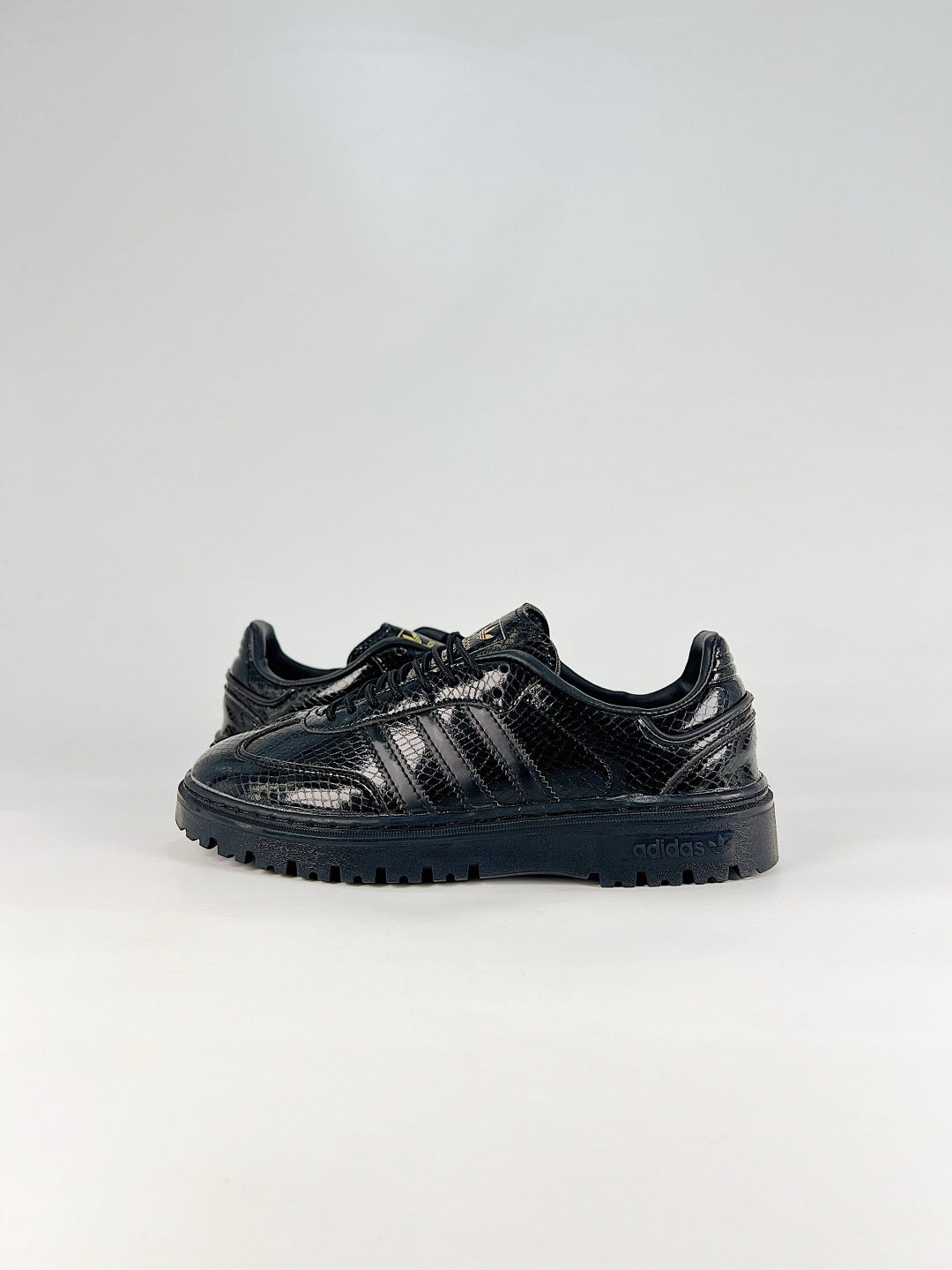 adidas Samba Platform Black Croc Patent Sneakers, Unisex Retro Thick Sole Shoes