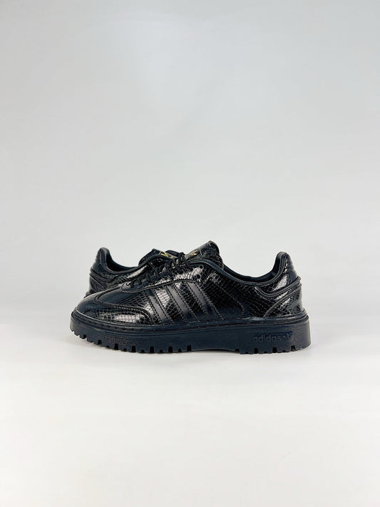 adidas Samba Platform Black Croc Patent Sneakers, Unisex Retro Thick Sole Shoes