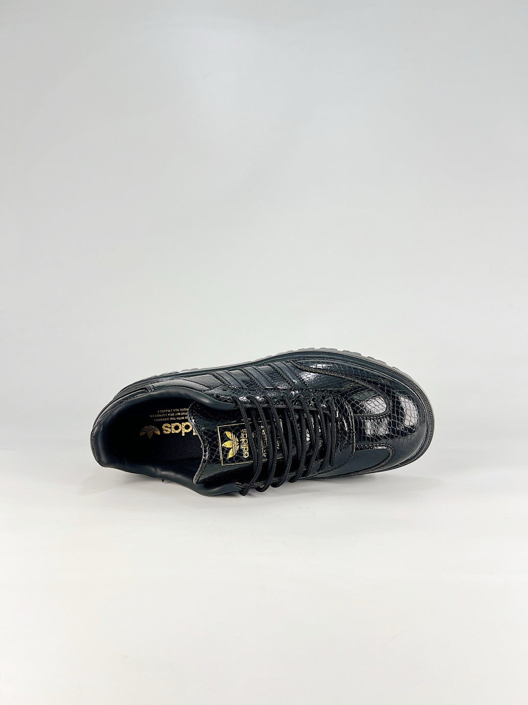 adidas Samba Platform Black Croc Patent Sneakers, Unisex Retro Thick Sole Shoes