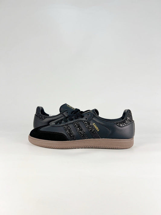 adidas Samba OG Black Glitter Stripes Sneakers, Unisex Retro Casual Shoes