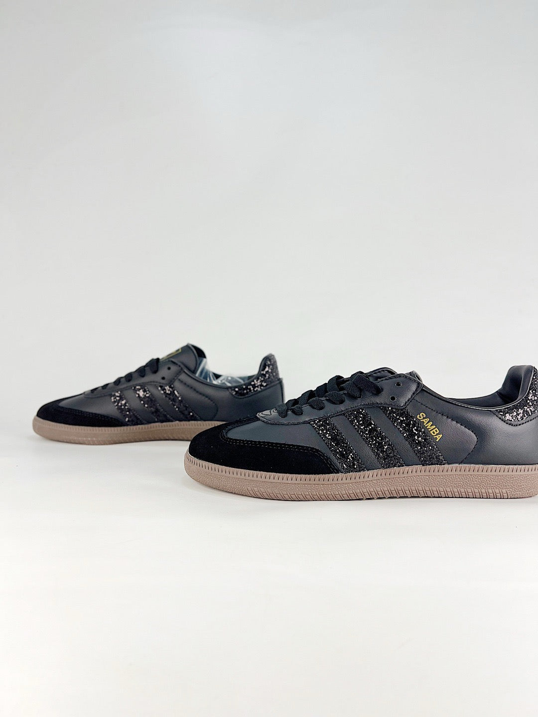 adidas Samba OG Black Glitter Stripes Sneakers, Unisex Retro Casual Shoes