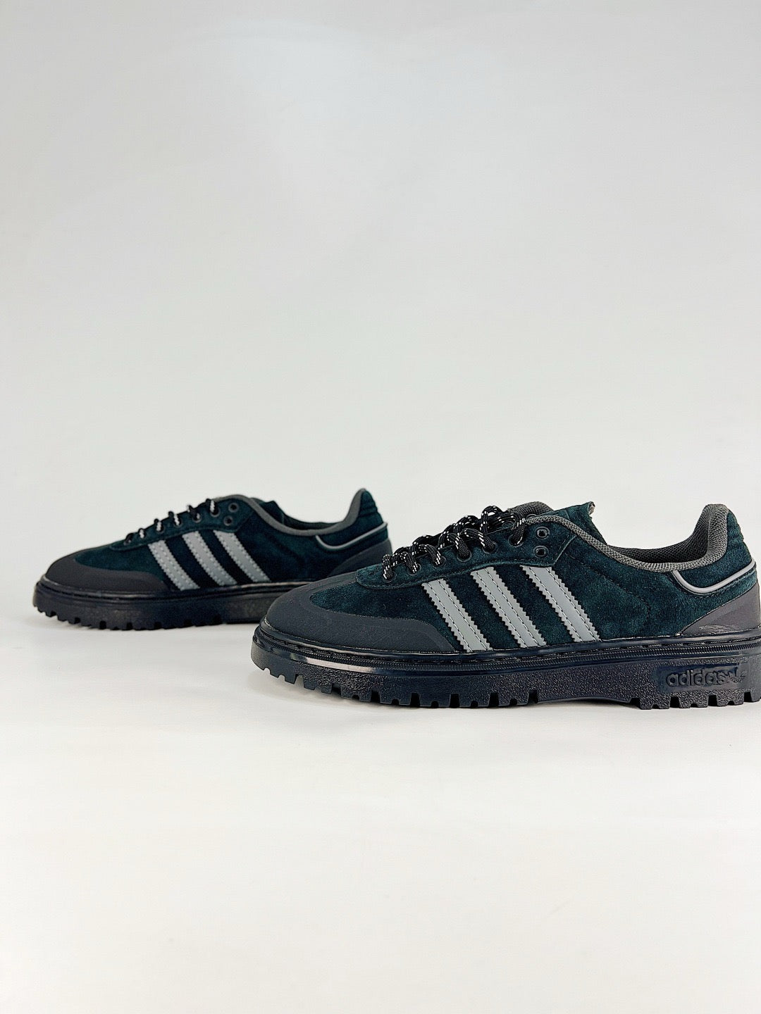 adidas Samba Platform Dark Teal Suede Sneakers, Unisex Retro Thick Sole Shoes
