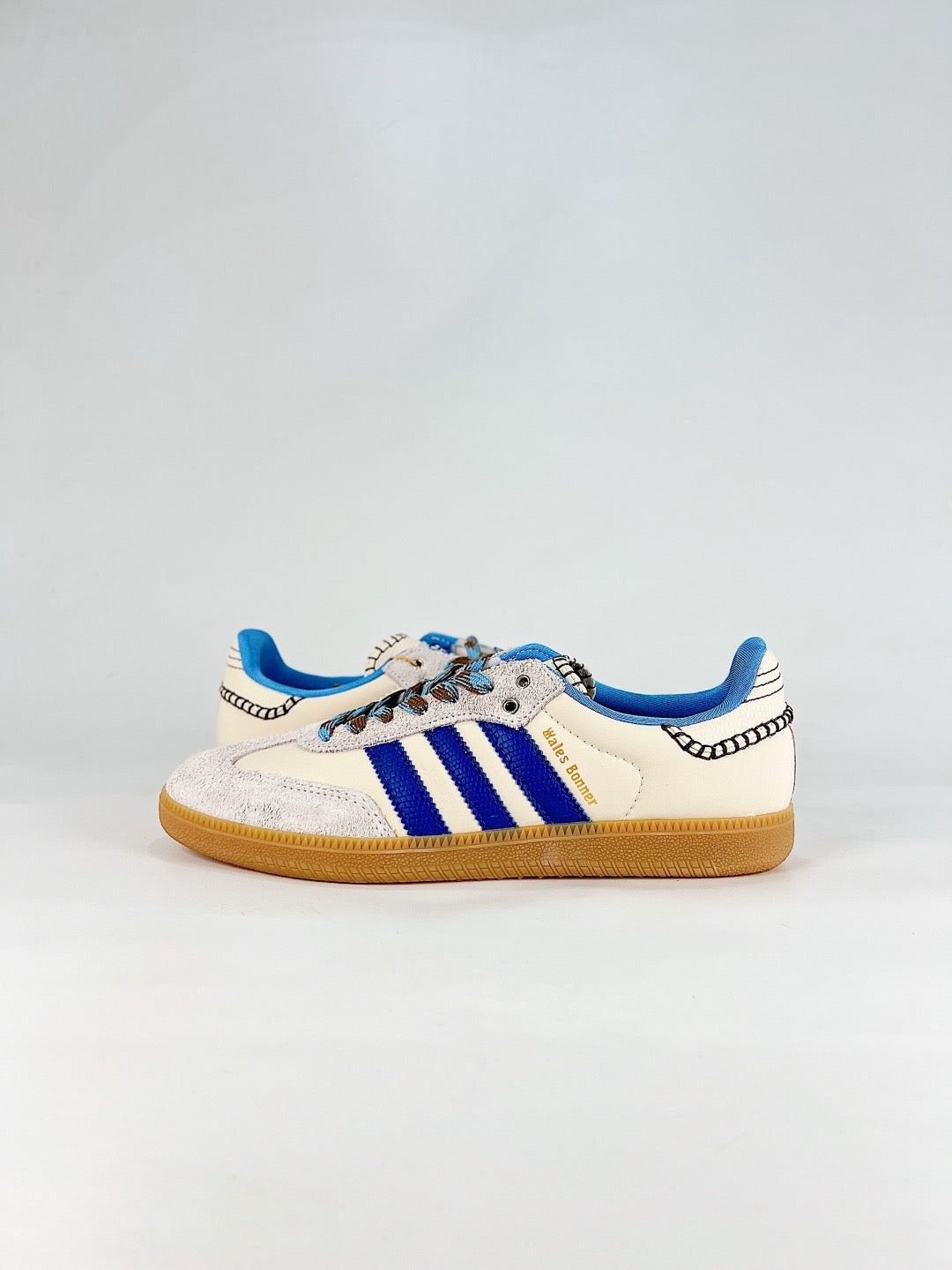 adidas Samba OG Wales Bonner Cream Blue Sneakers, Unisex Retro Casual Shoes