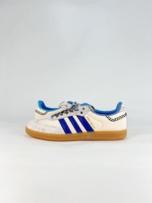 adidas Samba OG Wales Bonner Cream Blue Sneakers, Unisex Retro Casual Shoes