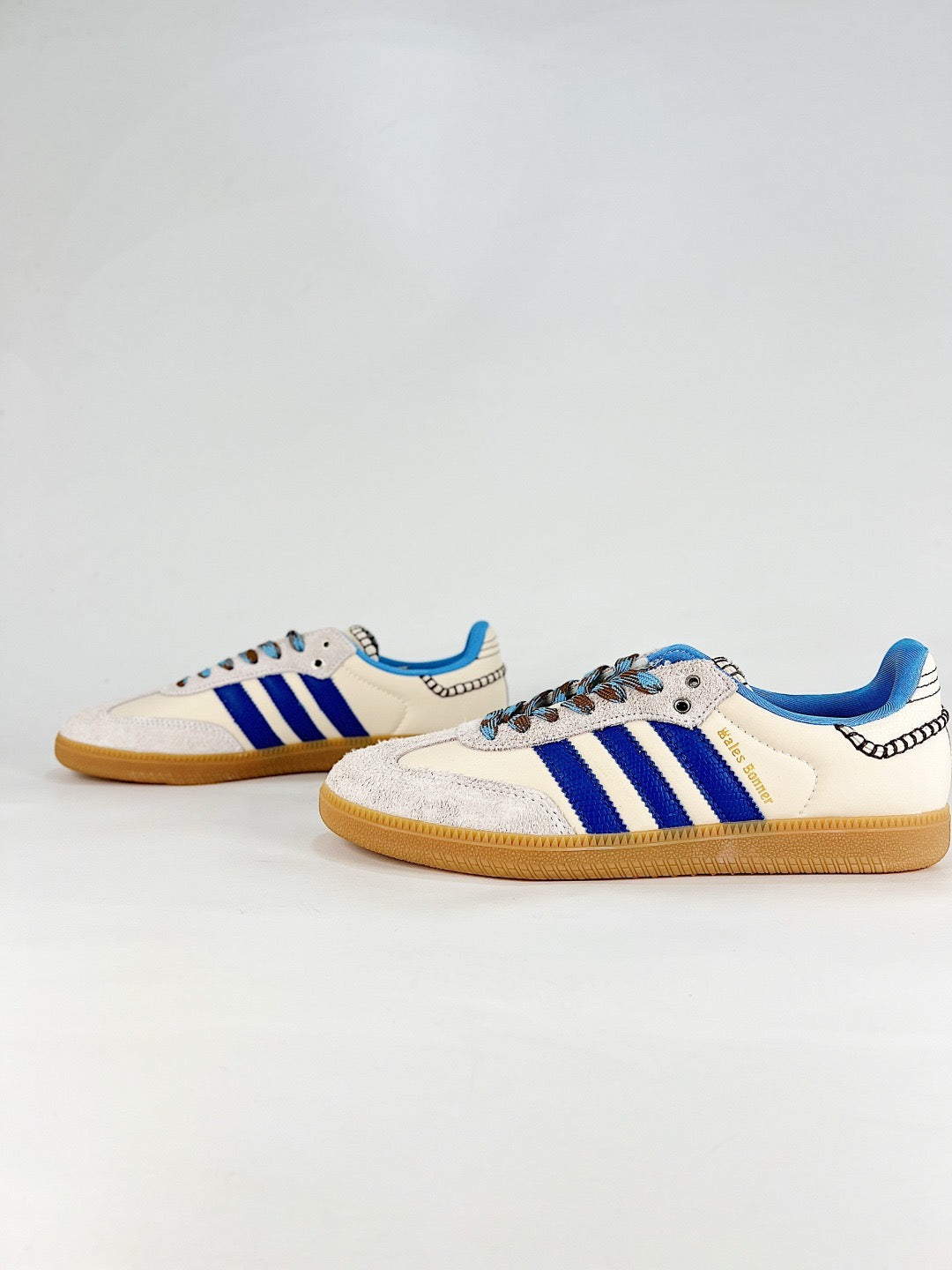 adidas Samba OG Wales Bonner Cream Blue Sneakers, Unisex Retro Casual Shoes