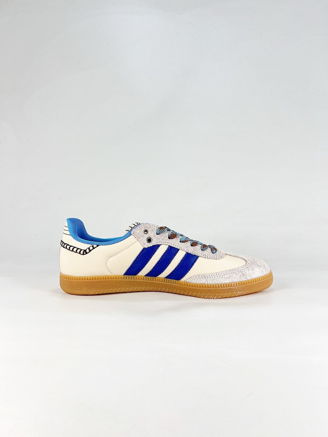 adidas Samba OG Wales Bonner Cream Blue Sneakers, Unisex Retro Casual Shoes
