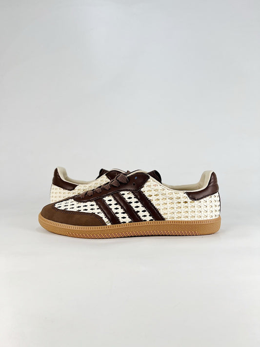 adidas Samba OG Brown Woven Sneakers, Unisex Retro Casual Shoes