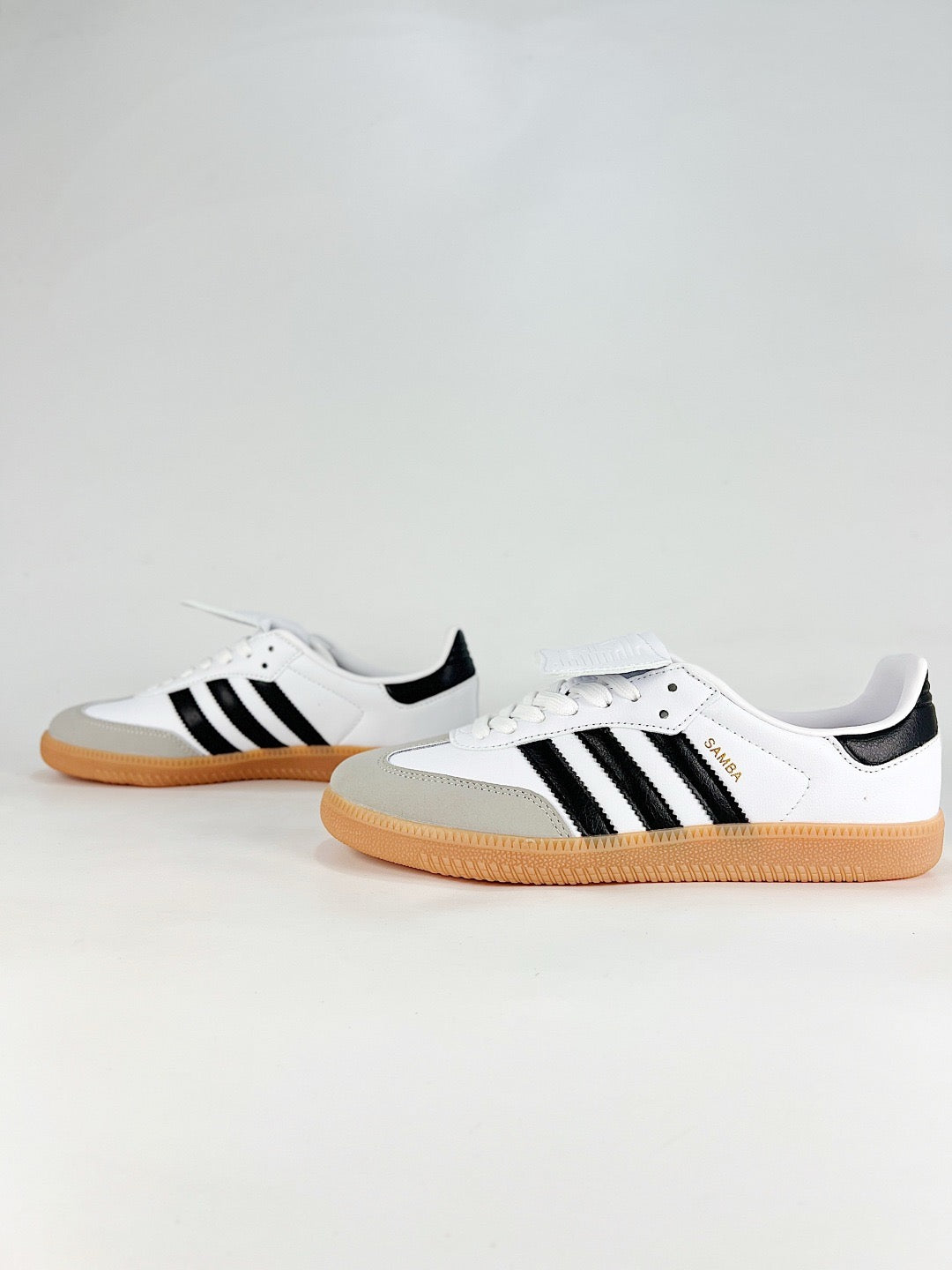 adidas Samba OG White Black Fold Tongue Sneakers, Unisex Retro Casual Shoes
