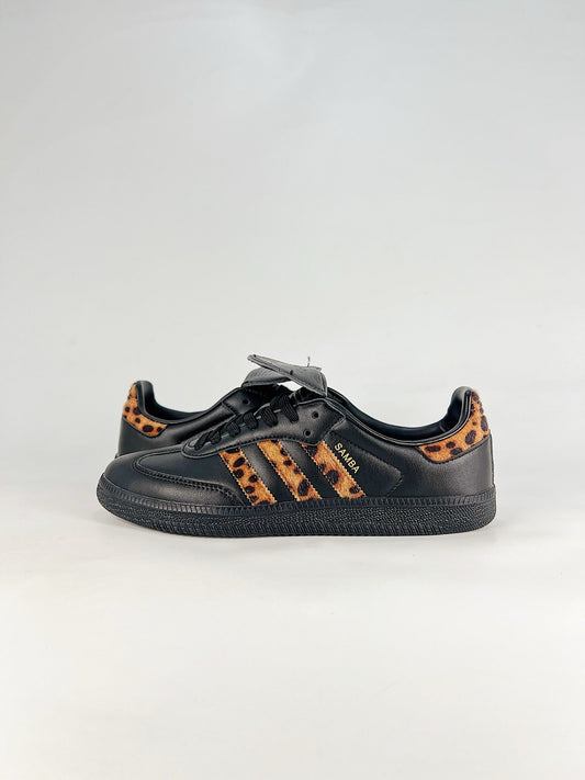 adidas Samba OG Black Leopard Fold Tongue Sneakers, Unisex Retro Casual Shoes