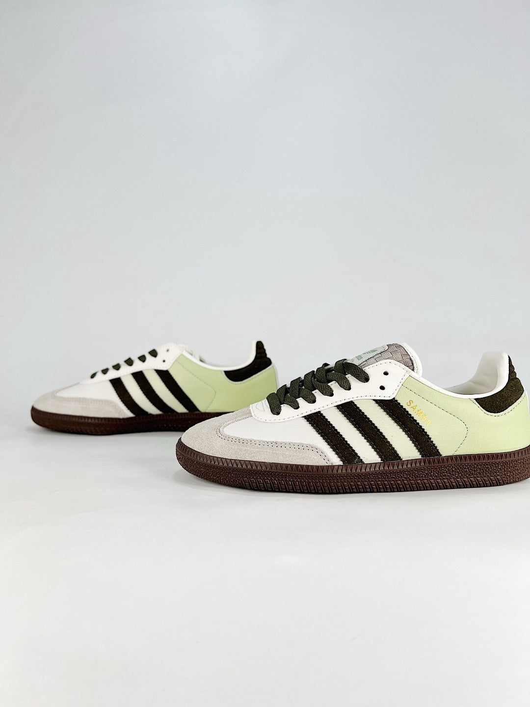 adidas Samba OG Cream Light Green Sneakers, Unisex Retro Casual Shoes