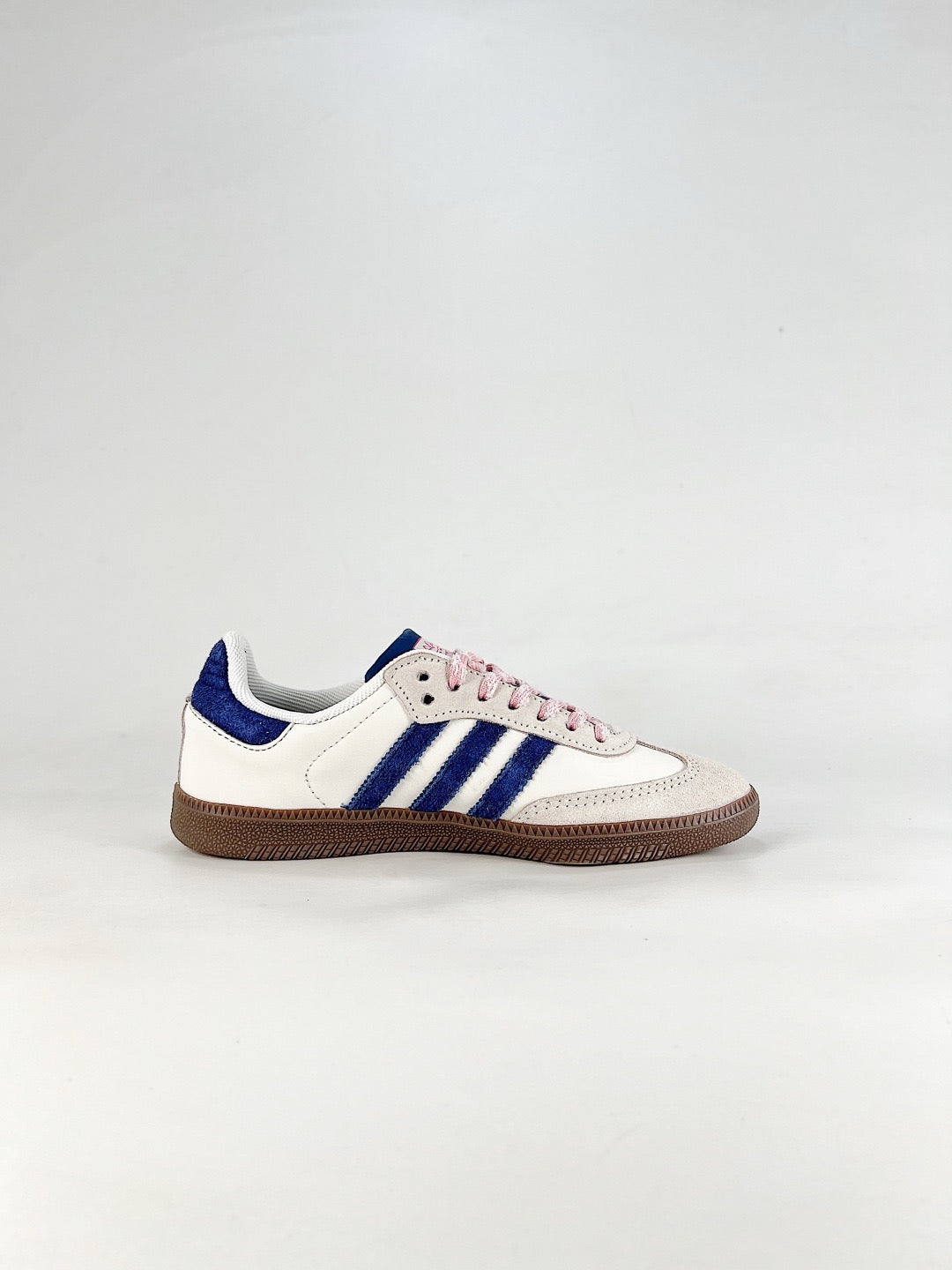 Adidas Samba Low Top Casual Sneakers Unisex Off White Royal Blue Smile Face Custom