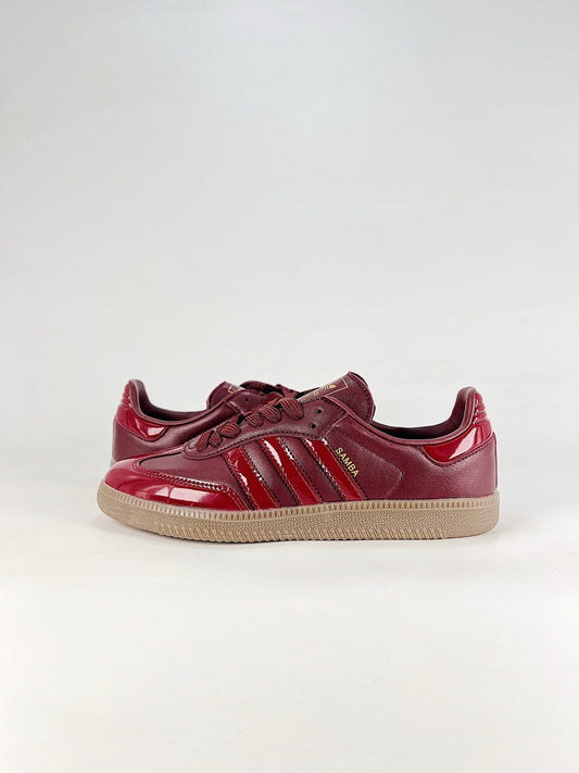 Adidas Samba Low Top Casual Sneakers Unisex Burgundy Patent Leather Gum